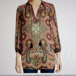 Alice + Olivia Sz S Paisley scarf print tunic top